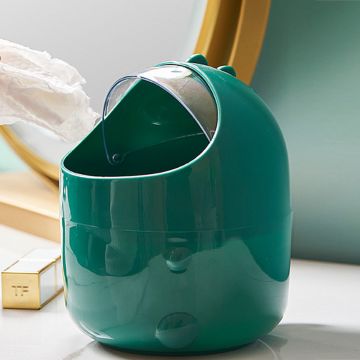 Cos de gunoi, cu capac, model dinozaur, Naimeed D5356, Verde, 14x14x20cm