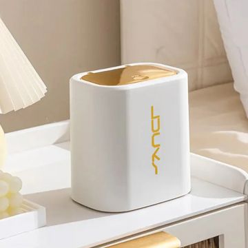 Cos de gunoi, cu capac, Naimeed D5357, Alb, 16x10x17cm