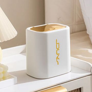 Cos de gunoi, cu capac, Naimeed D5357, Alb, 16x10x17cm