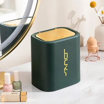 Cos de gunoi, cu capac, Naimeed D5357, Verde, 16x10x17cm