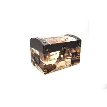 Cufar din piele ecologica cu imprimeu, Naimeed D47-2, 24 x 16,5 x 16,5 cm