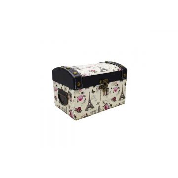 Cufar din piele ecologica cu imprimeu, Naimeed D47-2, 32 x 22,5 x 22,5 cm