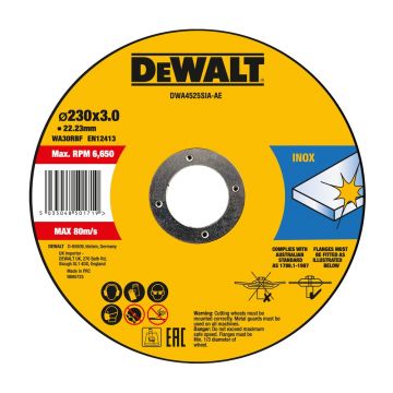 Disc debitare inox DeWalt DWA4525SIA, 230 x 3.0 x 22.23 mm
