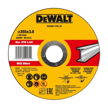 Disc debitare metal DeWalt DWA8011RIA, 355 x 3.0 x 25.4 mm
