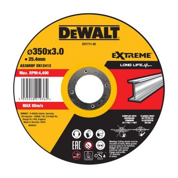 Disc debitare metal DeWalt DX7711, 350 x 3.0 x 25.4 mm, seria Extreme