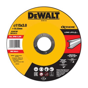 Disc debitare metal DeWalt DX7927, 115 x 3.0 x 22.23 mm, seria Extreme