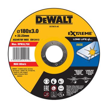 Disc debitare metal DeWalt DX7967, 180 x 3.0 x 22.23 mm, seria Extreme