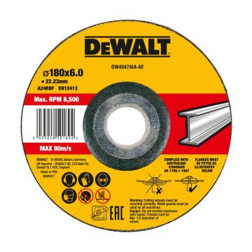 Disc polizare metal DeWalt DW4547AIA, 180 x 6.0 x 22.23 mm