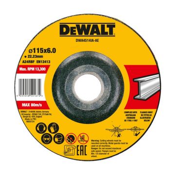 Disc polizare metal DeWalt DWA4514IA, 115 x 6.0 x 22.23 mm