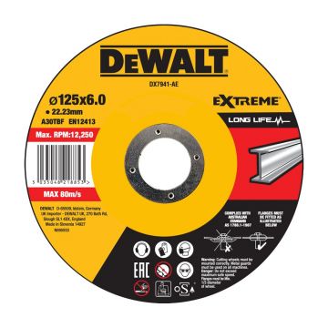 Disc polizare metal DeWalt DX7941, 125 x 6.0 x 22.23 mm, seria Extreme