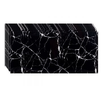 Set 10 panouri decorative, Autoadeziv, suprafata acoperita 1.8 mp, Naimeed D3492, 30x60 cm, Marmura Neagra