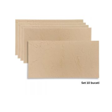 Set 10 panouri decorative din praf de piatra, Naimeed D7317, flexibile, ignifuge, strat protector ceramic, rezistente la razele UV, 120x60x0.2 cm, cre