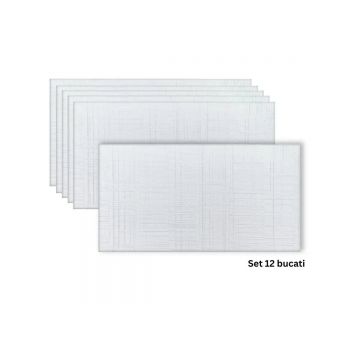 Set 12 panouri decorative din praf de piatra, Naimeed D7326, flexibile, ignifuge, strat protector ceramic, rezistente la razele UV, 120x60x0.2 cm, alb