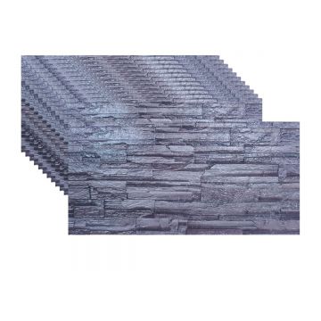 Set 12 panouri decorative, SXP + PVC, autoadezive, imitatie mozaic de piatra cu textura in relief, Naimeed D2949-model-4, 60x30x0.5 cm, Maro inchis