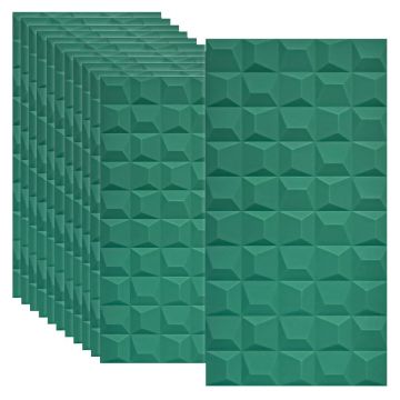 Set 12 x Panou Decorativ 3D, Naimeed D5772, ultrausor, design elegant, PU, 120 x 60 x 2.5 cm, Turcoaz