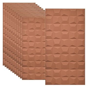 Set 12 x Panou Decorativ 3D, Naimeed D5773, ultrausor, design elegant, PU, 120 x 60 x 2.5 cm, Caramiziu inchis