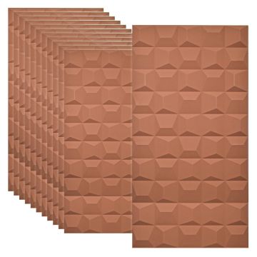Set 12 x Panou Decorativ 3D, Naimeed D5773, ultrausor, design elegant, PU, 120 x 60 x 2.5 cm, Caramiziu inchis