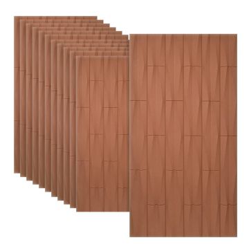 Set 12 x Panou Decorativ 3D, Naimeed D5777, ultrausor, design elegant, PU, 120 x 60 x 2.5 cm, Caramiziu