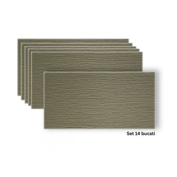 Set 14 panouri decorative din praf de piatra, Naimeed D7332, flexibile, ignifuge, strat protector ceramic, rezistente la razele UV, 120x60x0.2 cm, bej