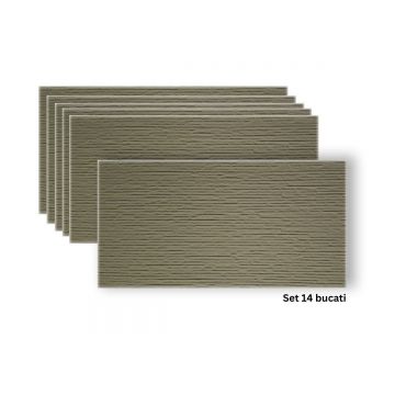 Set 14 panouri decorative din praf de piatra, Naimeed D7332, flexibile, ignifuge, strat protector ceramic, rezistente la razele UV, 120x60x0.2 cm, bej