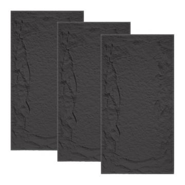 Set 3 x Panou Decorativ 3D, Naimeed D5751, ultrausor, design elegant, PU, 120 x 60 x 5 cm, Negru