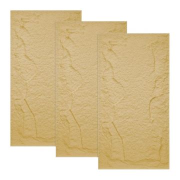 Set 3 x Panou Decorativ 3D, Naimeed D5754, ultrausor, design elegant, PU, 120 x 60 x 5 cm, Crem