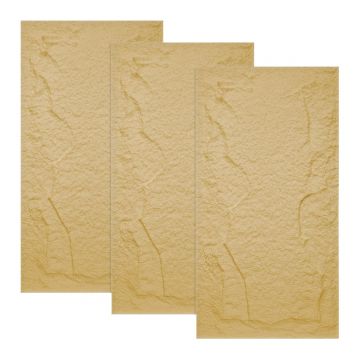 Set 3 x Panou Decorativ 3D, Naimeed D5754, ultrausor, design elegant, PU, 120 x 60 x 5 cm, Crem