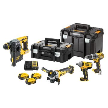 Set 4 masini DeWalt DCK428P3T, cu 3 acumulatori XR 18V / 5.0Ah si incarcator in valize TSTAK