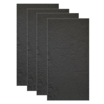 Set 4 x Panou Decorativ 3D, Naimeed D5736, ultrausor, design elegant, PU, 120 x 60 x 3 cm, Negru