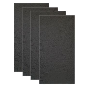 Set 4 x Panou Decorativ 3D, Naimeed D5736, ultrausor, design elegant, PU, 120 x 60 x 3 cm, Negru