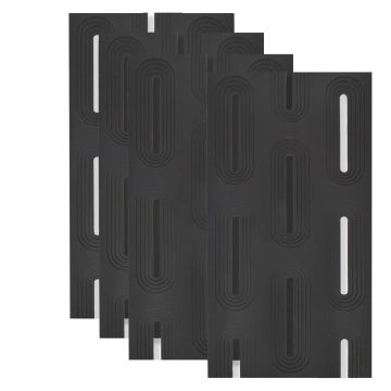 Set 4 x Panou Decorativ 3D, Naimeed D5765, ultrausor, design elegant, PU, 120 x 60 x 3 cm, Negru