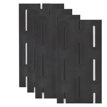 Set 4 x Panou Decorativ 3D, Naimeed D5765, ultrausor, design elegant, PU, 120 x 60 x 3 cm, Negru