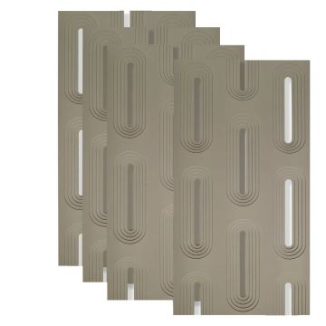 Set 4 x Panou Decorativ 3D, Naimeed D5766, ultrausor, design elegant, PU, 120 x 60 x 3 cm, Crem