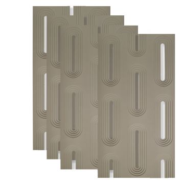 Set 4 x Panou Decorativ 3D, Naimeed D5766, ultrausor, design elegant, PU, 120 x 60 x 3 cm, Crem