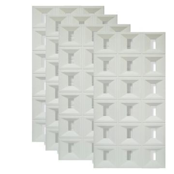 Set 4 x Panou Decorativ 3D, Naimeed D5767, ultrausor, design elegant, PU, 120 x 60 x 3 cm, Alb