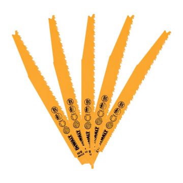 Set 5 lame fierastrau sabie Dewalt DT2406, 203 mm, pentru uz universal