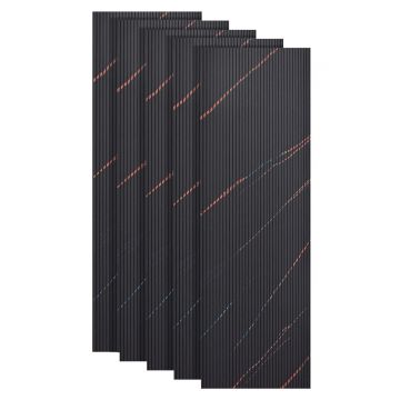 Set 5 panouri decorative, riflaj, polimer rigid, Naimeed D5464, 270x30x0.5cm, Negru