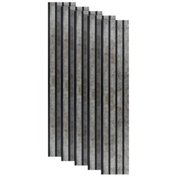 Set 5 panouri decorative, riflaj, polimer rigid, Naimeed D5472, 270x16x1cm, Gri