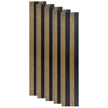 Set 5 panouri decorative, riflaj, polimer rigid, Naimeed D5477, 270x12x2cm, Maro