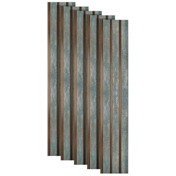Set 5 panouri decorative, riflaj, polimer rigid, Naimeed D5481, 270x12x1cm, Verde/Auriu