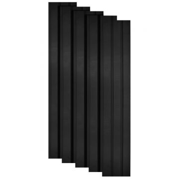 Set 5 panouri decorative, riflaj, polimer rigid, Naimeed D5483, 270x12x1cm, Negru