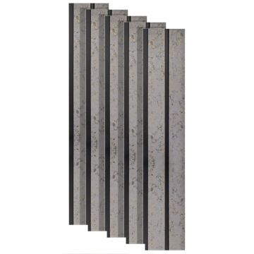 Set 5 panouri decorative, riflaj, polimer rigid, Naimeed D5487, 270x12x1cm, Crem