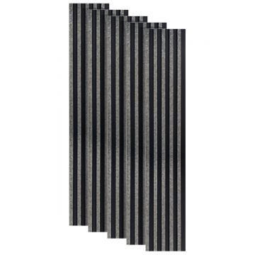 Set 5 panouri decorative, riflaj, polimer rigid, Naimeed D5494, 270x12x1cm, Negru/Gri