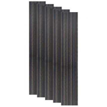 Set 5 panouri decorative, riflaj, polimer rigid, Naimeed D5497, 270x12x1cm, Negru