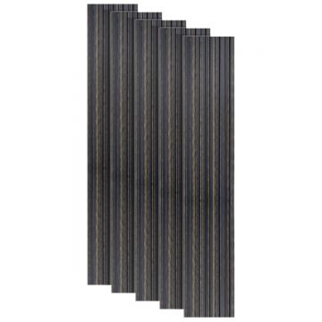 Set 5 panouri decorative, riflaj, polimer rigid, Naimeed D5497, 270x12x1cm, Negru