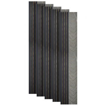 Set 5 panouri decorative, riflaj, polimer rigid, Naimeed D5503, 270x16x1cm, Gri