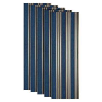 Set 5 panouri decorative, riflaj, polimer rigid, Naimeed D5508, 270x30x0.5cm, Turcoaz/Auriu