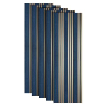 Set 5 panouri decorative, riflaj, polimer rigid, Naimeed D5508, 270x30x0.5cm, Turcoaz/Auriu