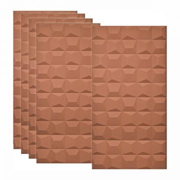 Set 5 x Panou Decorativ 3D, Naimeed D5773, ultrausor, design elegant, PU, 120 x 60 x 2.5 cm, Caramiziu inchis