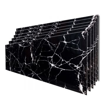 Set 6 panouri decorative, Autoadeziv, suprafata acoperita 1.08 mp, Naimeed D3492, 30x60 cm, Marmura Neagra